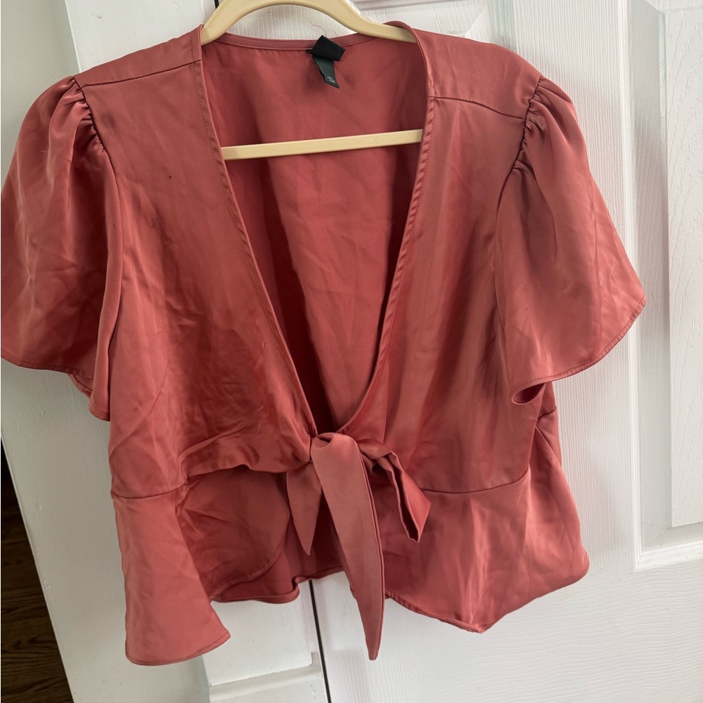 Wild Fable Dusty Rose Tie-Front Blouse